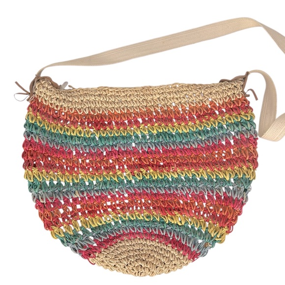 Vintage Rainbow Woven Straw Hobo Bag - Picture 4 of 11